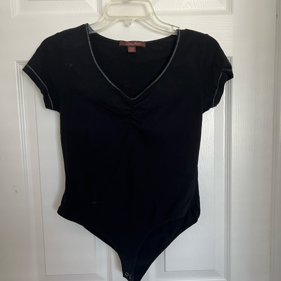 Lena Jeans Black Short Sleeve Bodysuit - Picture 1 of 3